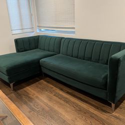 Green Velvet Couch With Chaise
