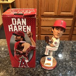 Collectible Angels Baseball Dan Haren 2011 Bobblehead .  Preowned has only been on display with a Angel baseball collection .  Exclusive Stadium Givea