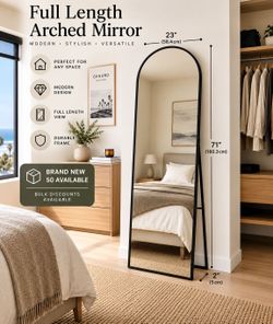 Full Length Arched Floor Mirror Black Frame