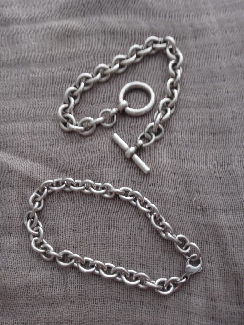 Two Sterling Silver Bracelets 57 Grams