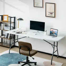 Party Table, 6FT Picnic Table Folding, Camping, Plastifor Party Event,White, NEW