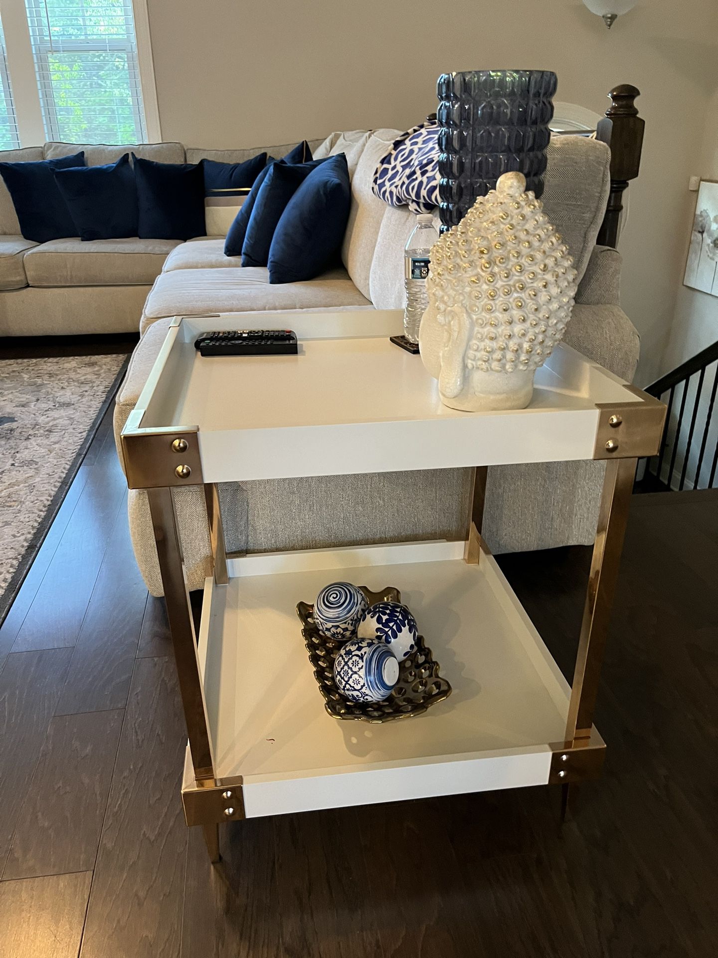 White and Gold Coffee Table With Two End Tables