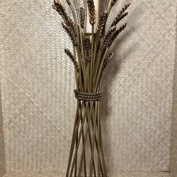 1970s Nesting Sheaf of Wheat Gilt Candle Holder Med Century Modern 