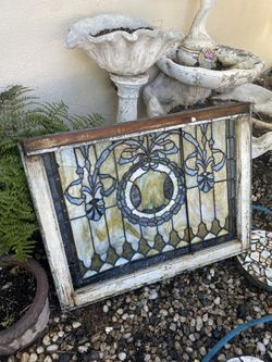 Antique Stained Glass Window Architrctural Savage Shabby Chic Garden