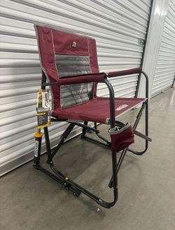 GCI Outdoor Freestyle Rocker Foldable Rocking Camp Chair, Maroon