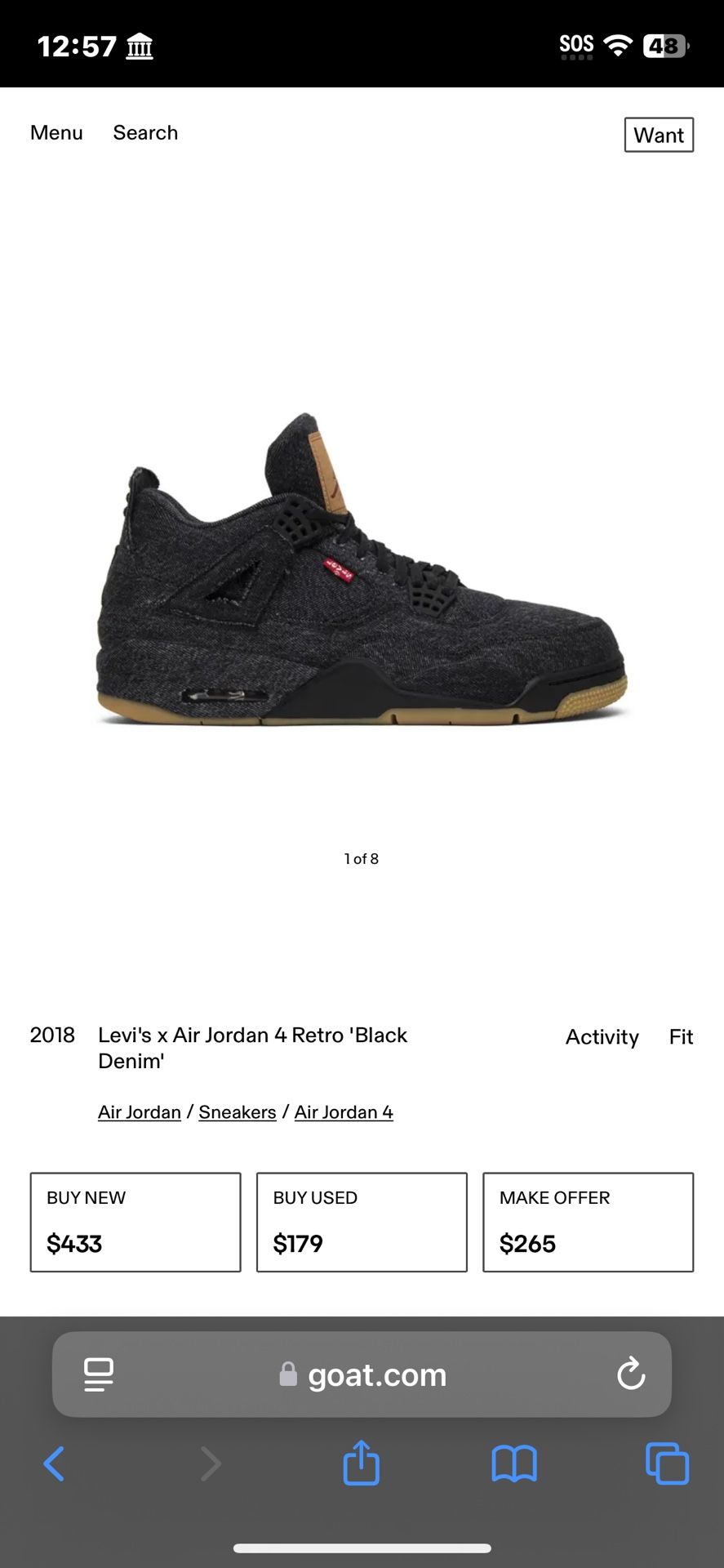 Jordan 4 Levi’s Retro Black Denim
