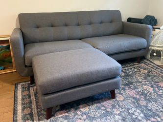 Mid-Century Modern Gray Sofa and Ottoman | Living Spaces Allie