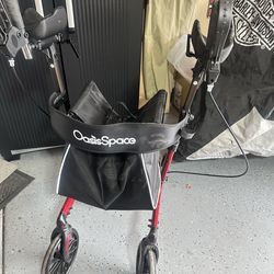OasisSpace Upright Walker - Forearm Rollator Walker with Seat for Senior, Stand Up Rollator Walker Back Erect Rolling Mobility Walking Aid with Seat, 