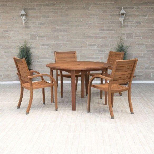 BRAND NEW Open Box 5 Piece Furniture Outdoor & Patio Dining Set - 100% Solid FSC Hardwood