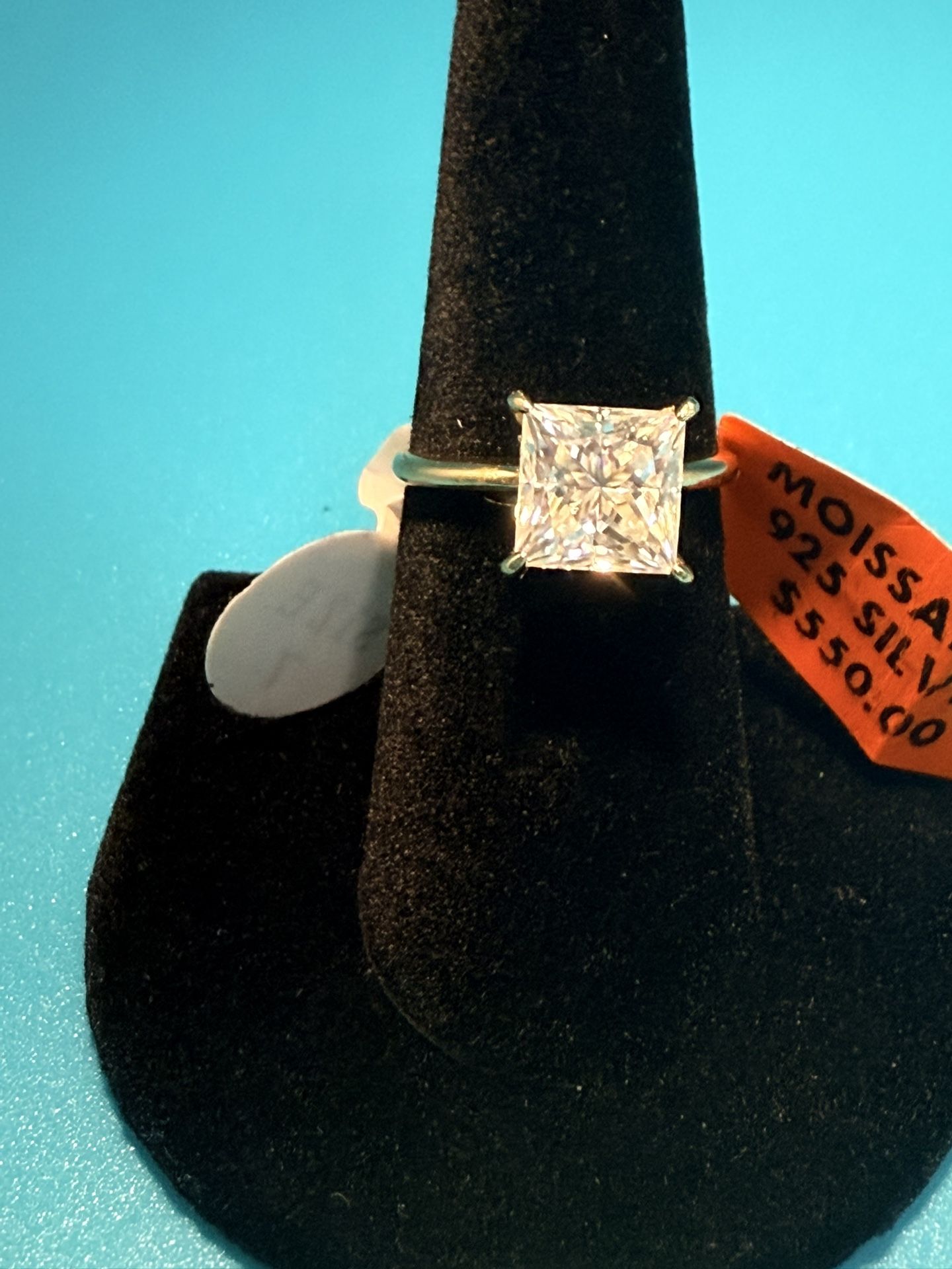 Stunning 3 Carat Princess Cut Moissanite Engagement Ring
