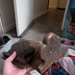 one of a kind design antique hand carved foldable bookends