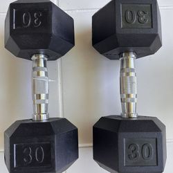 30 Lbs Rubber Dumbbells 2 Dumbbells
