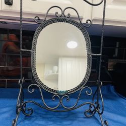 Beautiful Vintage Twisted Black  Metal Tilting  Mirror  