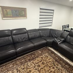 Espresso Brown Leather Reclining Sofa