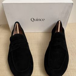 Women’s Italian Suede Penny Loafer Black Slip - On  Sz 8