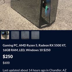 Gaming PC, AMD Ryzen 5, Radeon RX 5500 XT, 16GB RAM, LED, Windows 10 