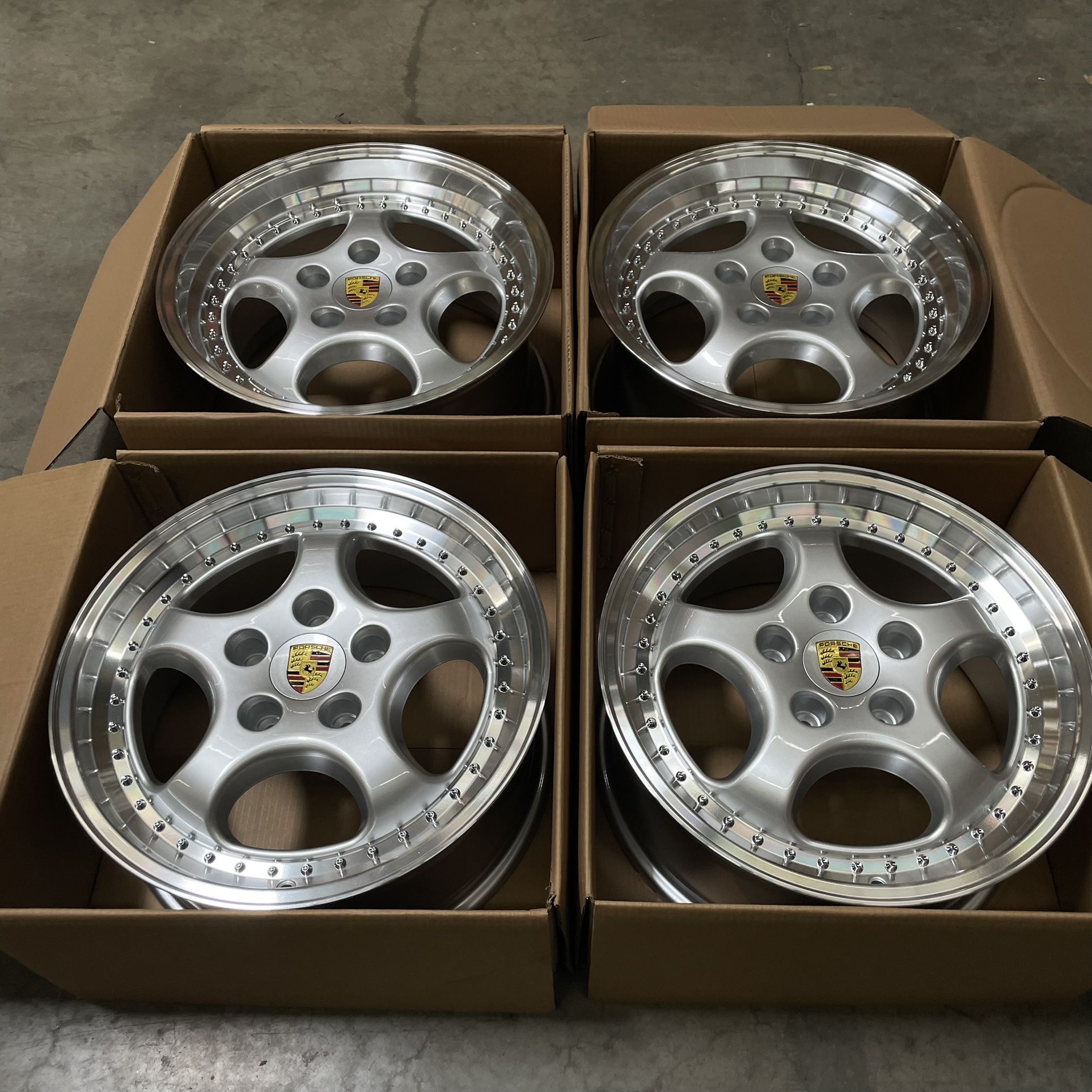 New 18” 2075 Porsche 911 Carrera 996 Rotary Forged Rims Wheels 18x8 +50 18x9.5 5 (5x130) CB:71.6 Brand New in Box Pickup in Baldwin Park / Shipping