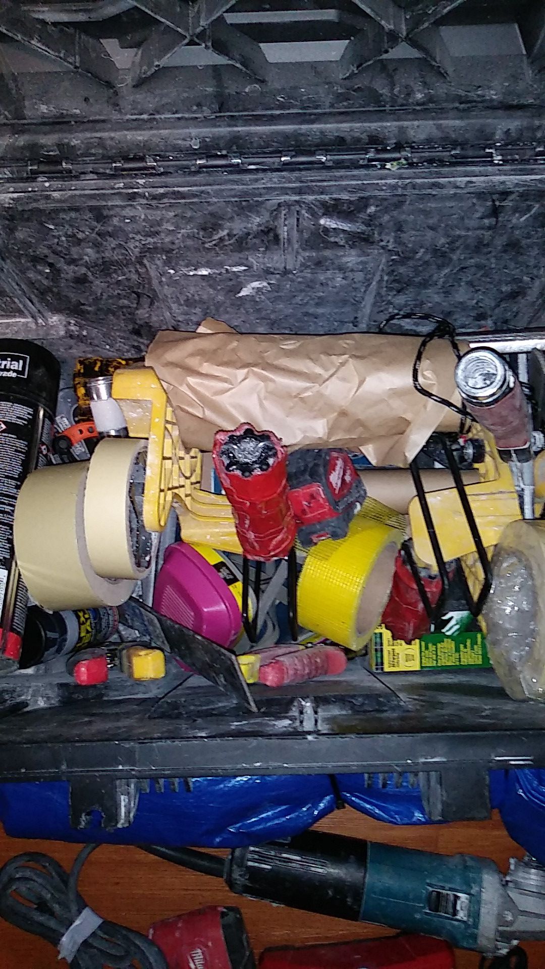 Misc drywall tools and dewalt box