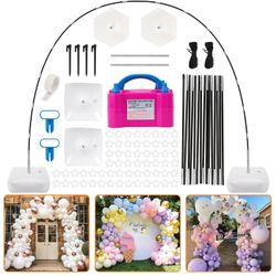 RUBFAC Balloon Arch Kit And Balloon Pump, 10Ft Wide Adjustable Balloon Arch Stand For Floor Frame With Electric Pump Bases Balloon Accessories For Bir