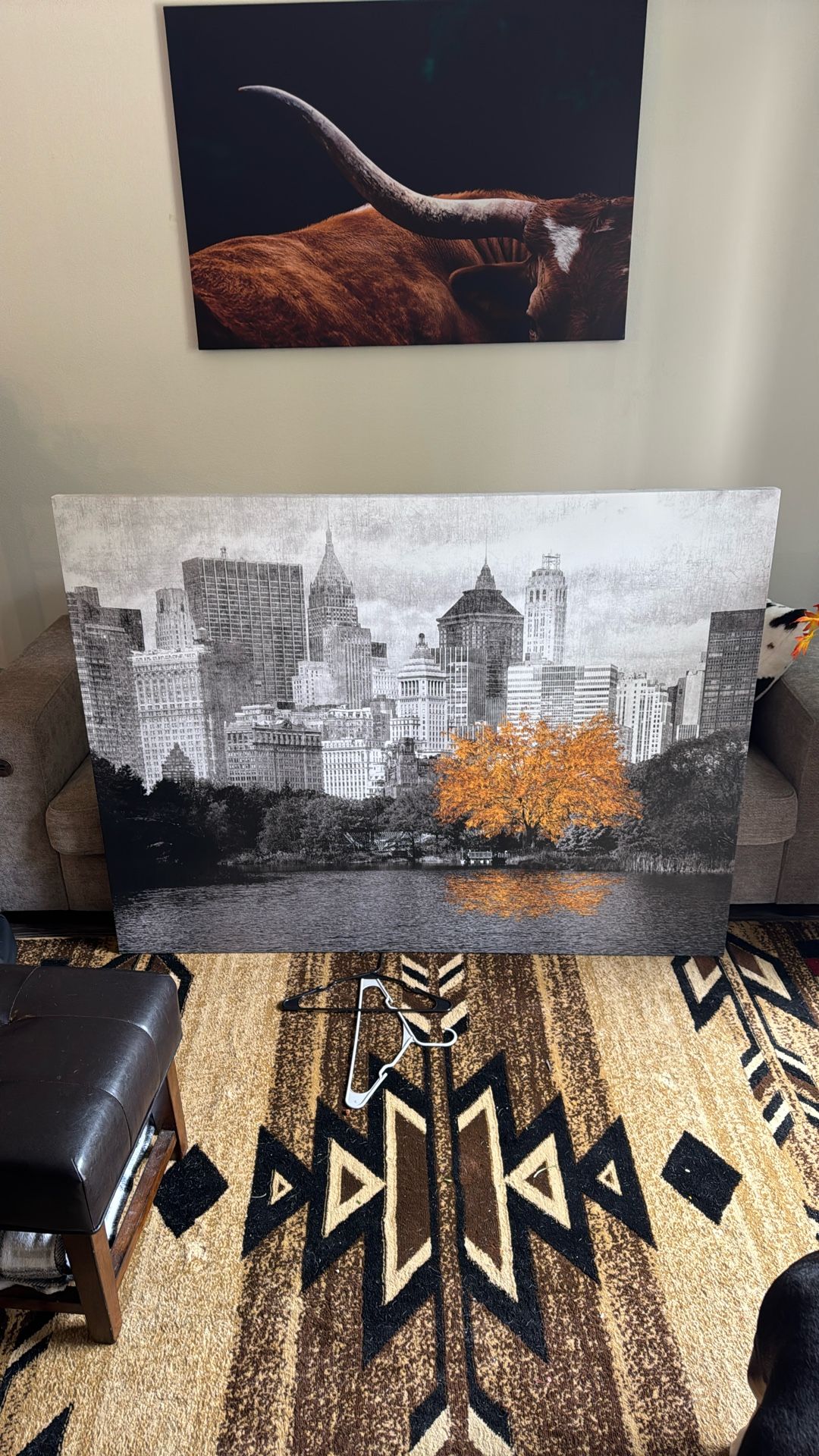 Living Room Canvas Art - Gold