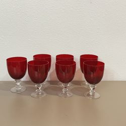 Christmas Red Water Goblet Glassware- Set of 7