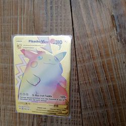Pikachu Pokemon VMax Rainbow Gold Plated Card