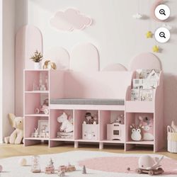 Pink kids Bookshelf With Toy Storage HOSMD117 (Please Read Description)