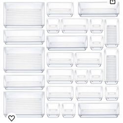 25 Piece Clear Plastic Drawer Organiser Set 