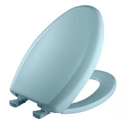 Elongated Soft Close Plastic Removes for Easy Cleaning and Never Loosens Toilet Seat in Ice Gray