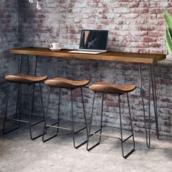 Two Sets -  72" Acacia Natural Edge Sofa Table and 3 stools.