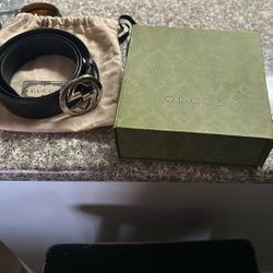 OG Black Gucci Belt Embossed With Gucci Logo