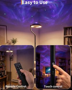 Garvee 3-in-1 Floor Lamp, Cycle Color Transition Ambient LED, Ripple Water Light and Star Projector w/ 350° Rotating Design