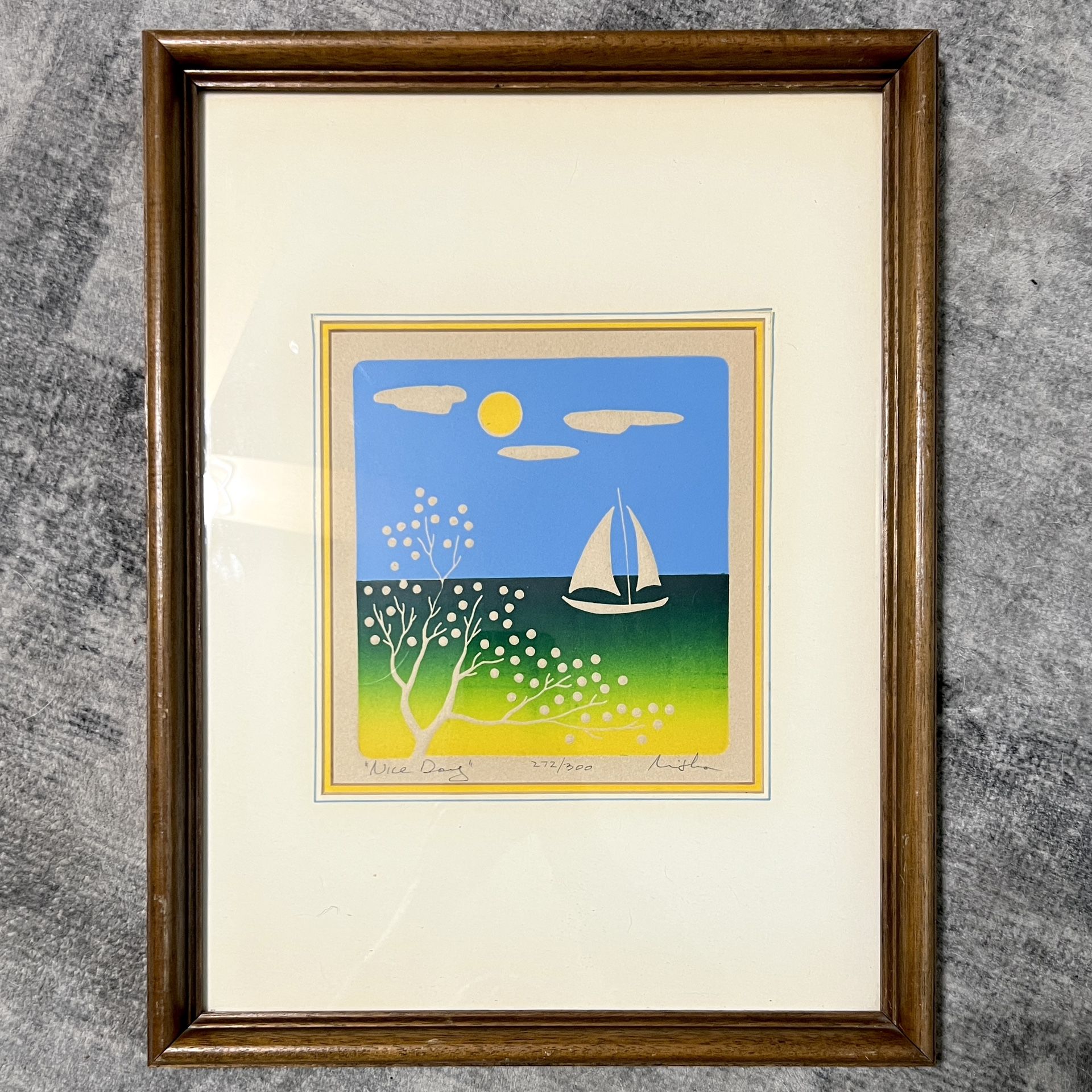 Misha Moracha Signed Numbered Etching Nice Day IV Sailboat Framed Authentic