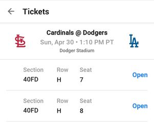 Dodgers Tickets 4/30/23