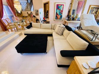 Large L-Shaped Sectional Sofa with Ottoman
