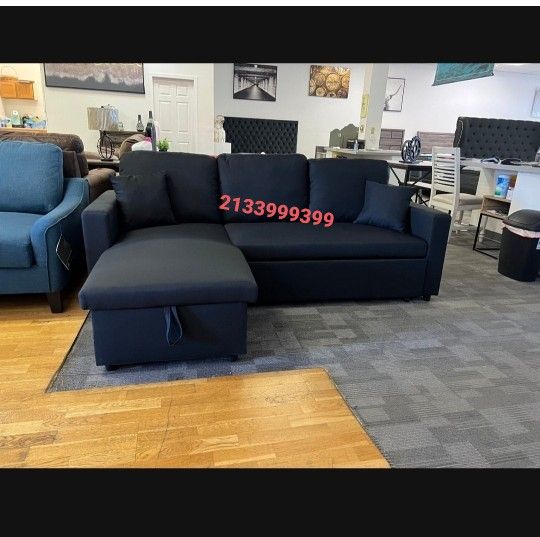 Black Pull Out Sectional Sofa New 87×57