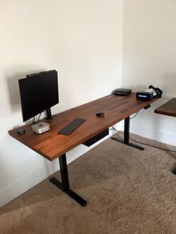 Electric Standing Desk with Walnut Top