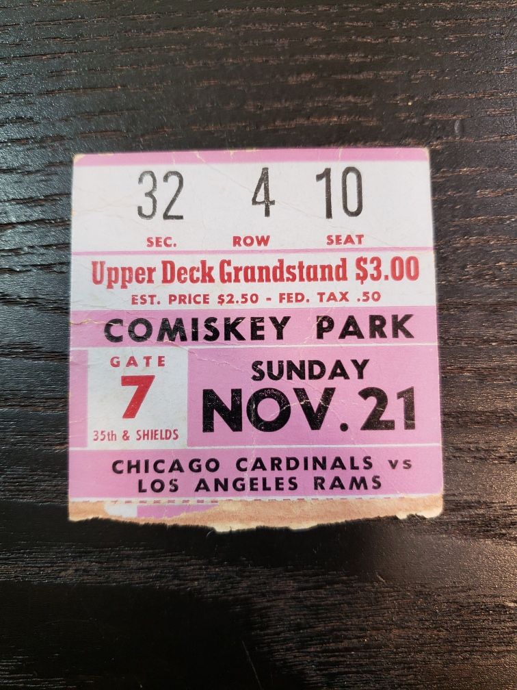 1948 Chicago Cardinals Vs LA Rams Football Stub