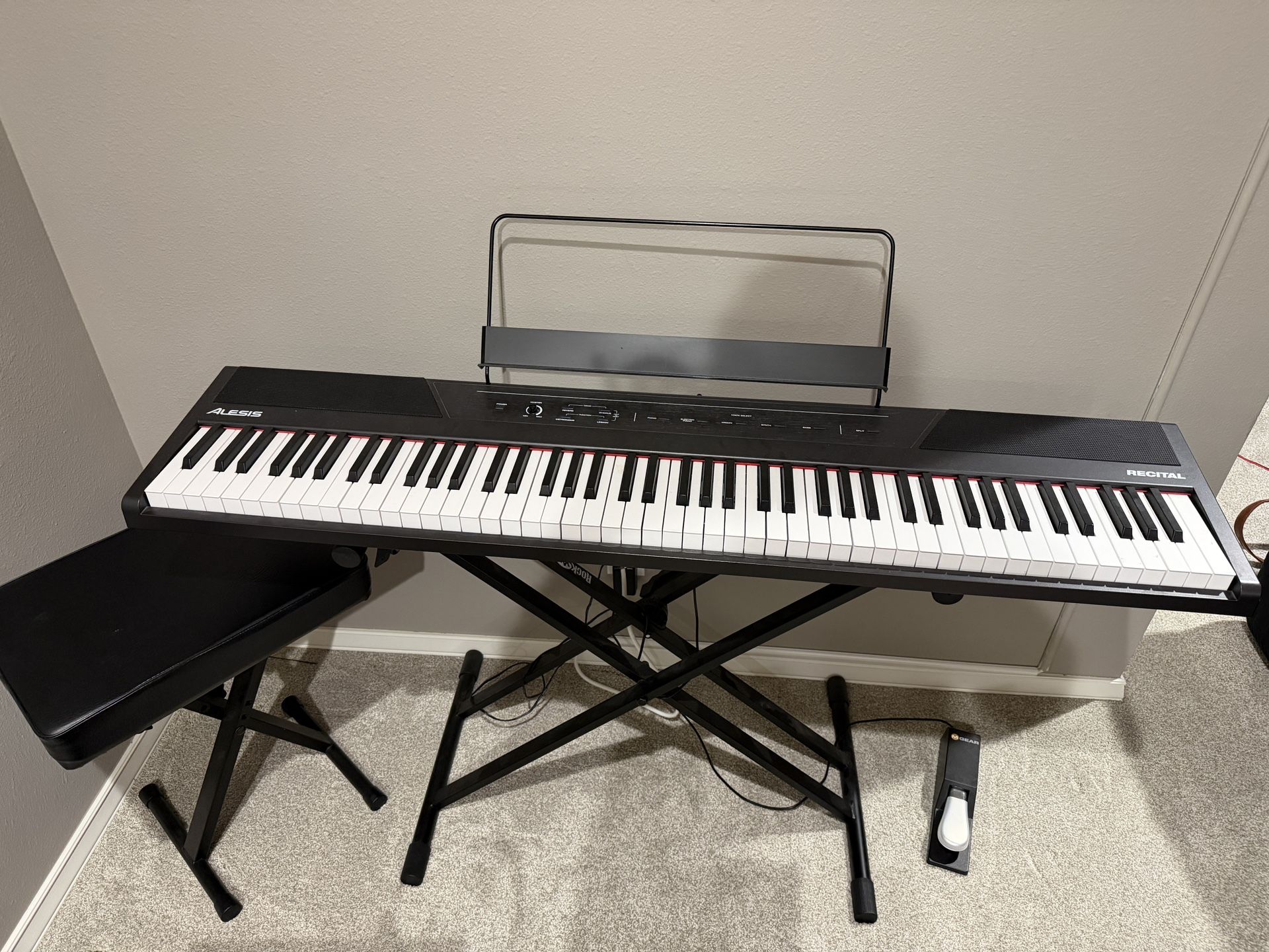 Digital Piano Keyboard, Bench, Pedal, Stand, And Books!