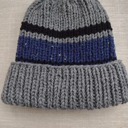 Hand Knit Men's Hat, Extra Large!! Thick And Warm. Made Of Acrylic.