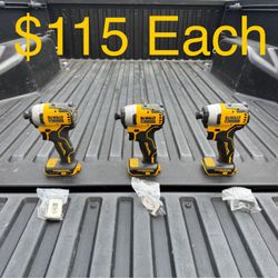 DEWALT ATOMIC 20V MAX Cordless Brushless Compact 1/4 in. Impact Driver (Tool Only) **3 Available, $115 Each**