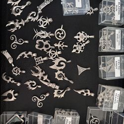 Vintage TM & C Zikzok USA Pewter Pendants