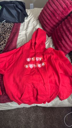 Large red stay sober hoodie (D’aydrian Harding)