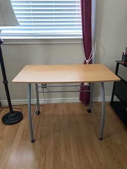 Light Wood Top Desk with Metal Frame
