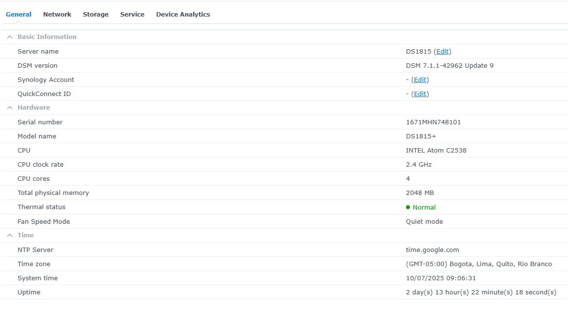 Synology NAS DS1815+ With 8Disks (6TB Each)