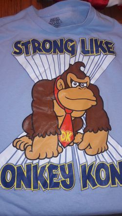 Super Mario Donkey Kong Authentic Light Blue Shirt Large