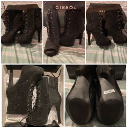 Black Heel Rhinestone Booties Size 6