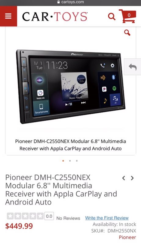 Pioneer DMH-C2550NEX Modular 6.8'' Multimedia Receiver with Apple CarPlay and Android Auto