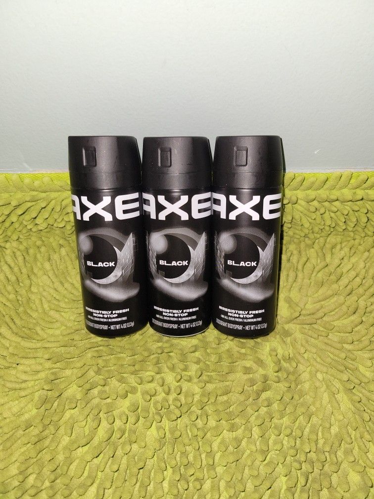3 Axe Deodorants Spray 4oz Black Irresistibly Fresh