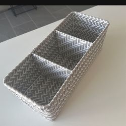 Woven Basket Organizer With 3 Sections